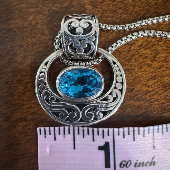 Jewelry - 1970 Natural London Blue Topaz 925 Silver Pendant with chain